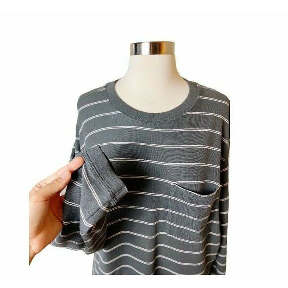 ATM ANTHONY THOMAS MELILLO T-Shirt Dress Piqie Striped Cotton Jersey Gray NWT - Picture 7 of 9